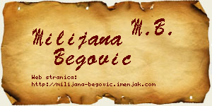 Milijana Begović vizit kartica